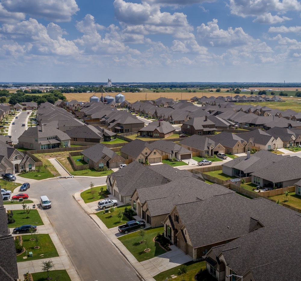 aerial view of residential development in Seguin, TX